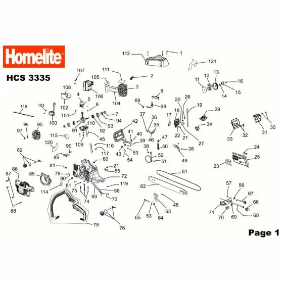 Homelite HCS3335 SCREW 5131000989 Spare Part Type: 5134000012